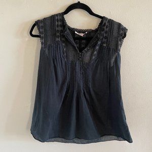 Rebecca Taylor Gauzy Black Sleeveless Top Sz 6